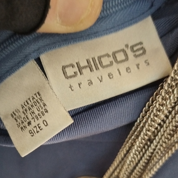 Chico's Blue Sleeveless Dress with Chain Detail - Picture 2 of 6